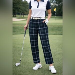 Nike Golf Plaid Ankle Pants Women’s Dri FIT Tour Performance Stretch Preppy